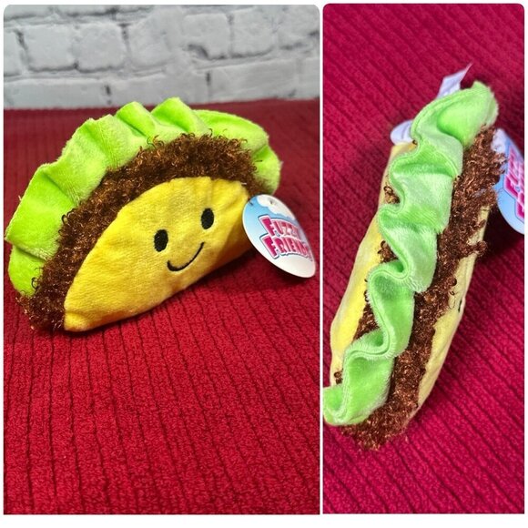 Taco Embroidered Smiley Face Foodie Plush Stuffed Animal Toy 7” Taco Tuesday Toy - Picture 1 of 13